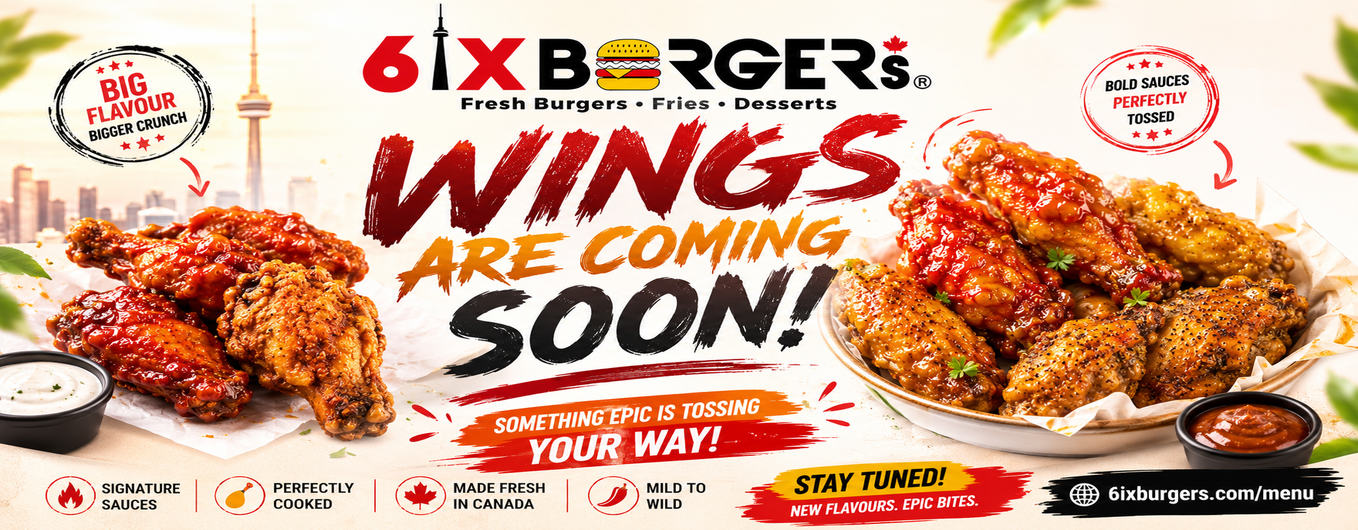 6ix Burgers Toronto-inspired burger restaurant banner